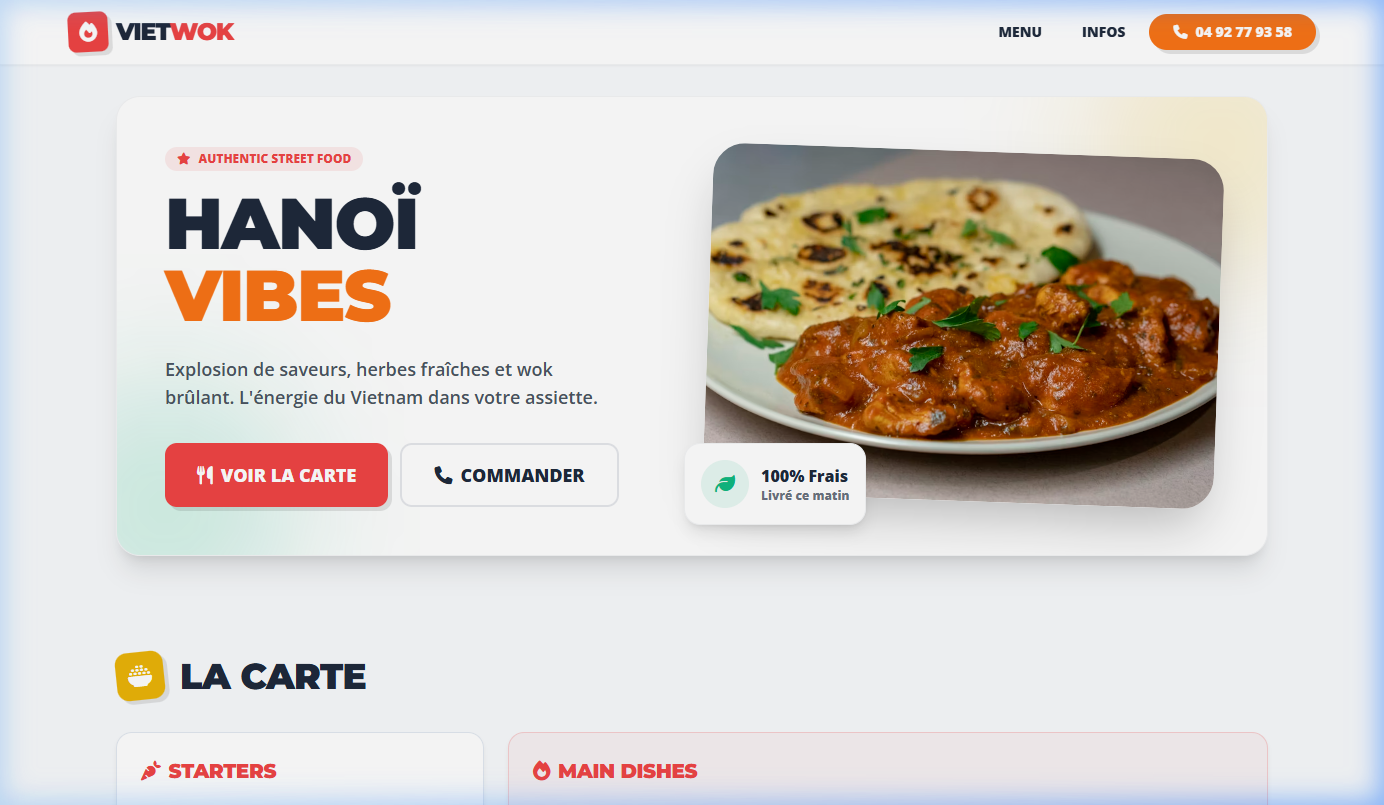 Exemple site vitrine restaurant créé par Maël Grosa, développeur web freelance